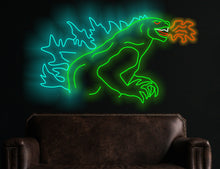 Load image into Gallery viewer, Fire Breathing Dragon Neon Sign, Dragon Neon Sign, Dinosaur Neon Sign multicolor
