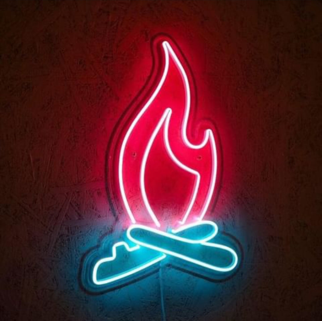 Fire flame neon sign, flame led light sign, custom fire room decor neon light