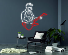 Load image into Gallery viewer, Guitarist neon sign, Guitar Player- LED Light Neon Sign Lamp neonartUA
