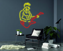 Load image into Gallery viewer, Guitarist neon sign, Guitar Player- LED Light Neon Sign Lamp neonartUA

