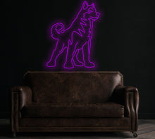 Load image into Gallery viewer, Husky neon sign, dog neon sign, pet shop decor led light, custom gift for pet lover, husky wall decor

