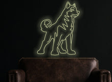 Load image into Gallery viewer, Husky neon sign, dog neon sign, pet shop decor led light, custom gift for pet lover, husky wall decor
