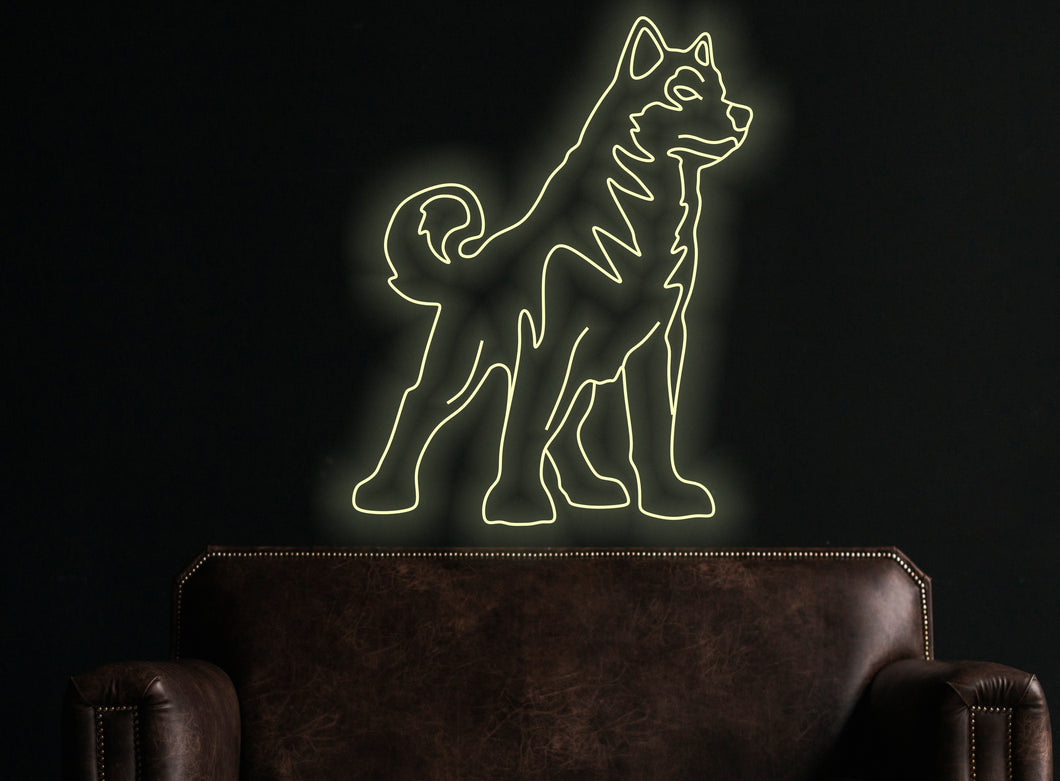 Husky neon sign, dog neon sign, pet shop decor led light, custom gift for pet lover, husky wall decor