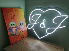 Load image into Gallery viewer, Custom heart initials wedding neon sign - LED neon sign, wedding neon sign
