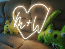 Load image into Gallery viewer, Custom heart initials wedding neon sign - LED neon sign, wedding neon sign
