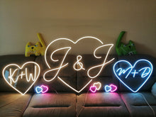 Load image into Gallery viewer, Custom heart initials wedding neon sign - LED neon sign, wedding neon sign
