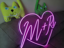 Load image into Gallery viewer, Custom heart initials wedding neon sign - LED neon sign, wedding neon sign
