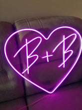 Load image into Gallery viewer, Custom heart initials wedding neon sign - LED neon sign, wedding neon sign
