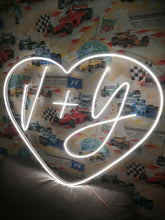 Load image into Gallery viewer, Custom heart initials wedding neon sign - LED neon sign, wedding neon sign
