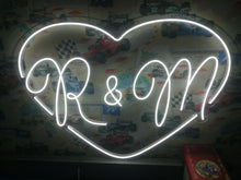 Load image into Gallery viewer, Custom heart initials wedding neon sign - LED neon sign, wedding neon sign
