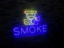Load image into Gallery viewer, Neon sign glass, cigarette, coffee bean and lighter for bar, restaurant, hookah room, smoke neon sign
