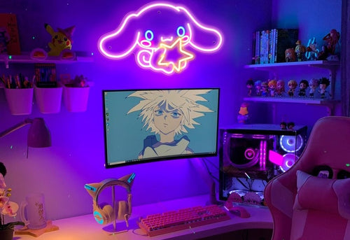 Kawaii Anime Kitty Bright Neon Light