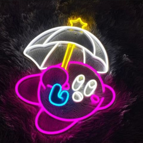 Kirby Anime Neon Sign, Kawaii Anime Kirby Led Neon Sign Light for Kids Bedroom Wall Decor, Elegant Interior Light Up Neon Sign Home Decor