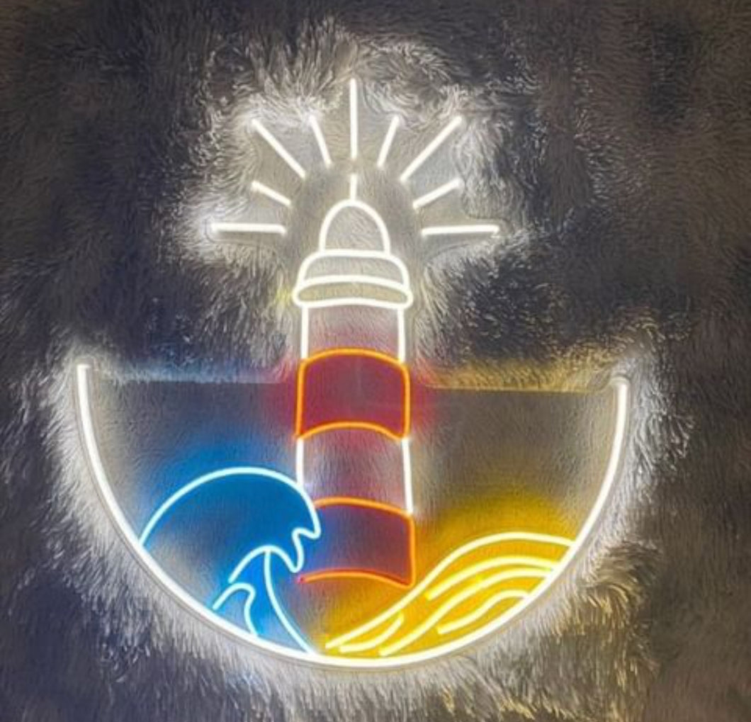 Lighthouse Neon Sign, Nautical-Inspired Lighthouse Neon Sign