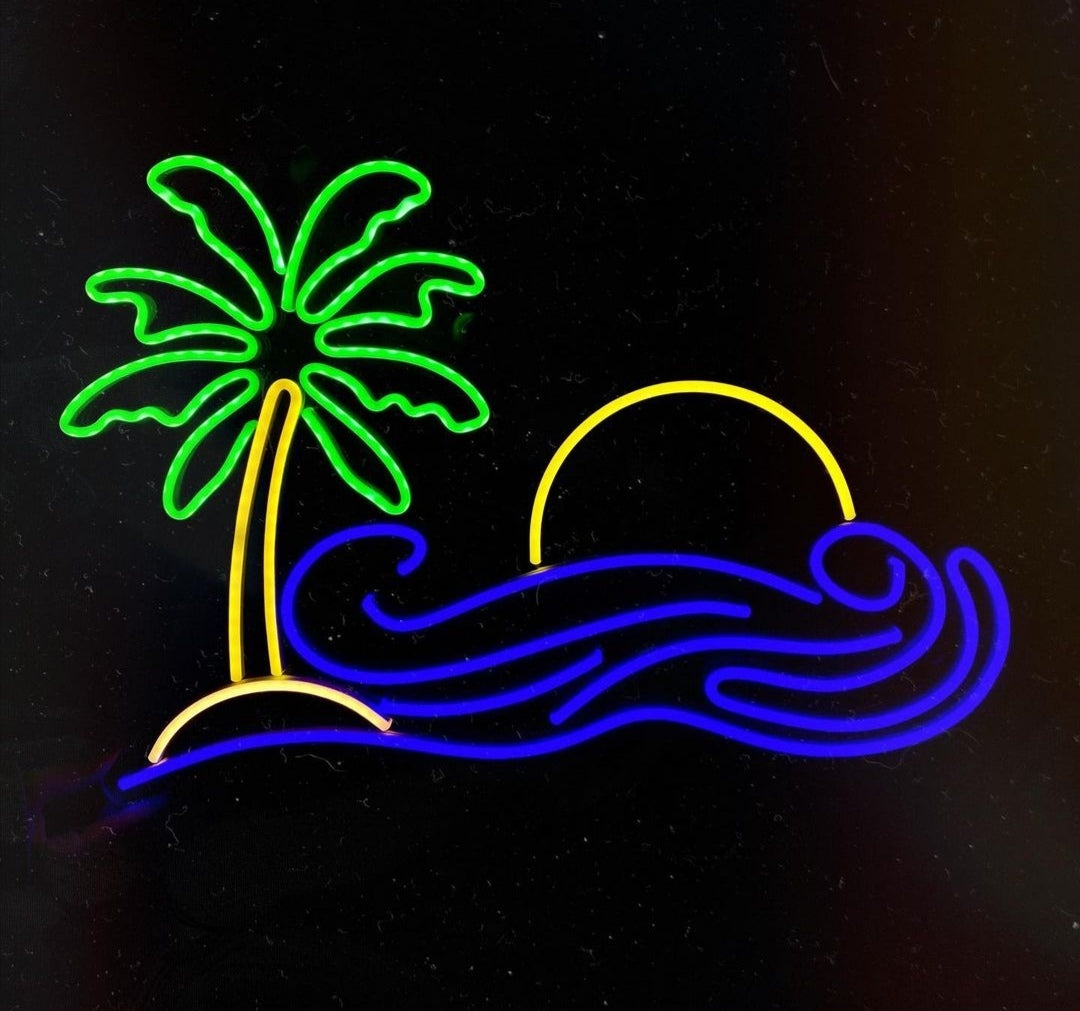Palm Tree Led Sign Palm tree neon sign, Palm tree led sign, Palm tree light sign, Tropica ...