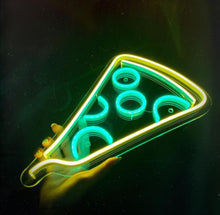 Load image into Gallery viewer, Pizza Slice Neon Sign, Pizza Art Neon Lights, Pizza Slice Led Sign, Food Neon Sign, Pizza Neon Sign, Wall Decor, Pizzeria, Restaurant Neon Light
