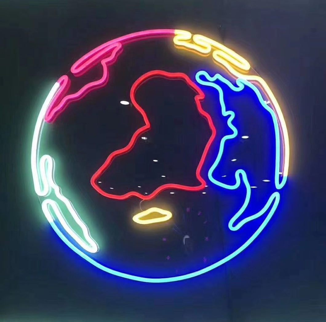 Planet Earth Neon Sign, Space theme decor, Unique decor, Travel sign, Neon sign art, Bedroom wall decor, Outer space decor
