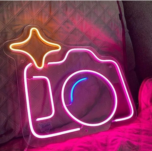 Retro Photo Camera - LED Neon sign, Wall Hanging Decor, LED Light Lamp