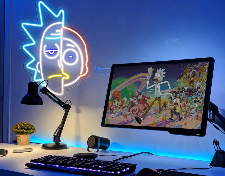 Rick Face LED Neon Sign Cute Morty Face