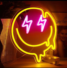 Load image into Gallery viewer, Smile neon sign, emoji smile neon sign, happy happiness smile emoji neon sign
