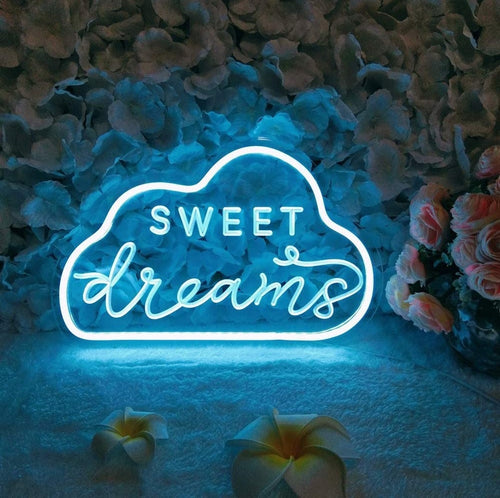 Sweet Dreams Cloud Neon Light sign, Lights for Wall Mount Decoration, Night-Light for Bedroom, kid room, neon bar sig