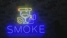 Load and play video in Gallery viewer, Neon sign glass, cigarette, coffee bean and lighter for bar, restaurant, hookah room, smoke neon sign

