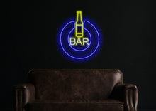 Load image into Gallery viewer, Bar Neon Sign, power button neon sign, Business Logo bar neon sign, Neon Sign Art, Neon Bar Sign
