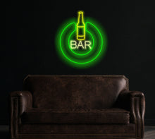 Load image into Gallery viewer, Bar Neon Sign, power button neon sign, Business Logo bar neon sign, Neon Sign Art, Neon Bar Sign
