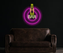 Load image into Gallery viewer, Bar Neon Sign, power button neon sign, Business Logo bar neon sign, Neon Sign Art, Neon Bar Sign
