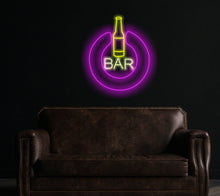 Load image into Gallery viewer, Bar Neon Sign, power button neon sign, Business Logo bar neon sign, Neon Sign Art, Neon Bar Sign
