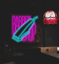 Load image into Gallery viewer, Barbershop neon sign, barbershop led neon sign, salon neon sign, barber neon lights, bespoke neon sign

