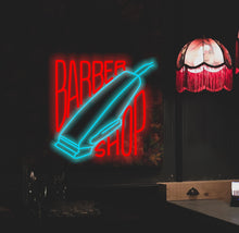 Load image into Gallery viewer, Barbershop neon sign, barbershop led neon sign, salon neon sign, barber neon lights, bespoke neon sign
