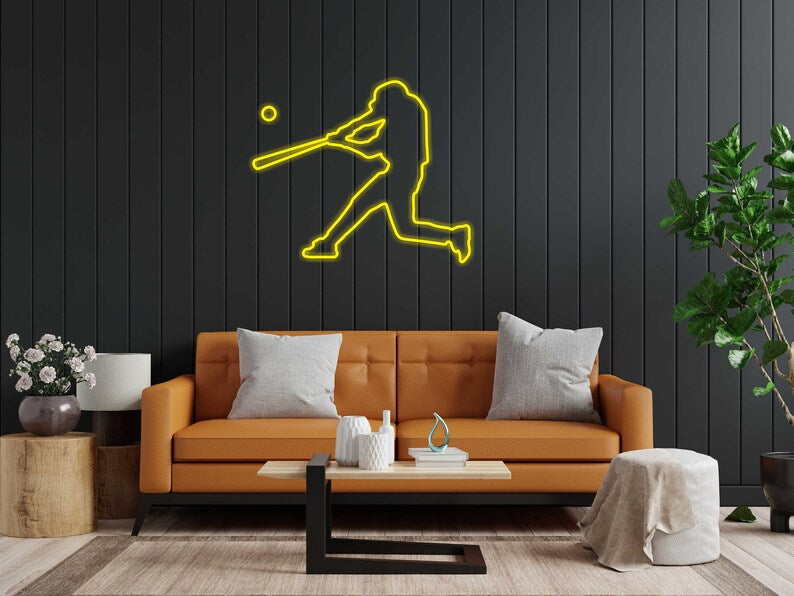 Baseball Player LED ligth neon sign | gaming room led lamp, wall decor, decoration for boys room neonartUA