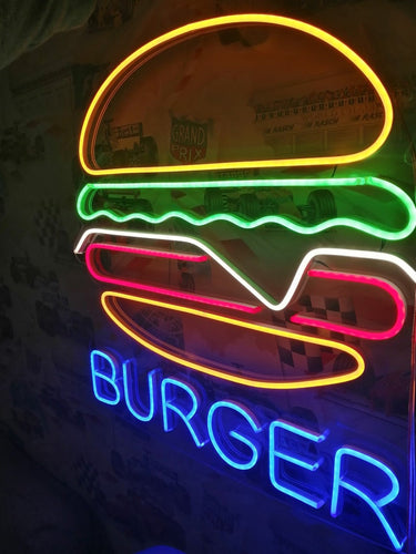 Hamburger Neon Sign, burger neon sign, kitchen Neon Sign neonartUA