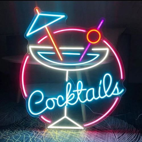 Cocktails  Bar Neon Sign, Neon Bar Sign, Custom Bar Sign, Bar Decoration, Party Decor, Wall Decor, Neon Lights