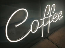 Load image into Gallery viewer, Coffee Neon Sign, custom neon sign, neon coffee lettering, coffee bar decor, Neon coffee sign neonartUA
