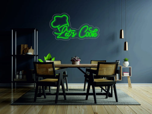 Let's Cook - Led Neon Sign, Decor for Kitchen, Wall Sign for Restaurant 