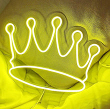 Load image into Gallery viewer, Crown neon sign, Crown neon light, Crown led sign, Crown led light, Crown wall art, Crown wall decor, Neon sign bedroom, Led neon sign wall decor
