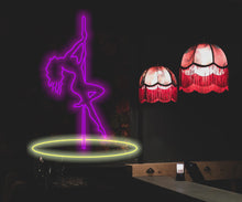 Load image into Gallery viewer, Woman on Pole neon sign, girl on Pole neon sign Stripper Dancer neon sign, Pub sign, Club sign wall decor, LED Neon Sign
