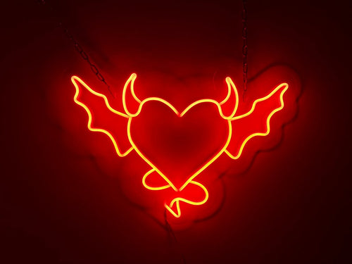 Devil Neon Sign in heart 