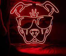 Load image into Gallery viewer, Dog bulldog with glasses led neon sign
