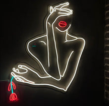 Load image into Gallery viewer, Lady LED Neon Sign, Lady Silhouette Neon Light, Woman Neon Sign, Girl Neon Light, Custom neon sign, Wall Decor, Bedroom Neon Sign
