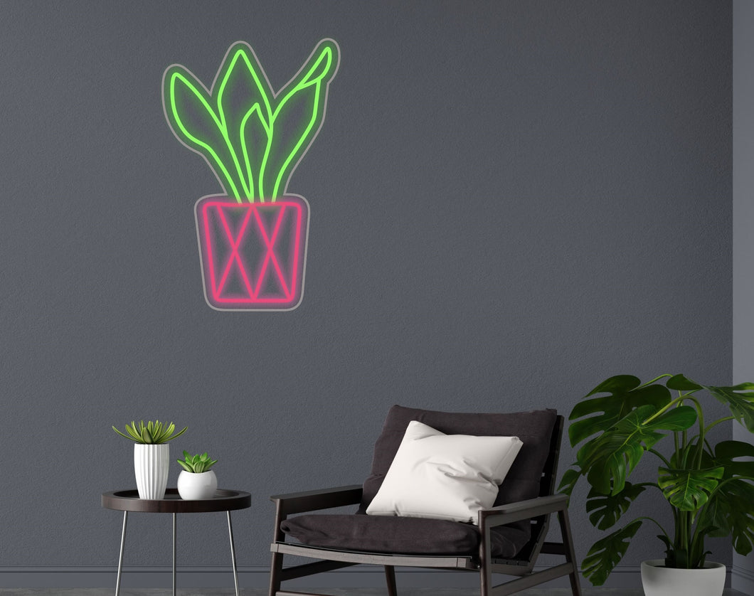 Flowers neon sign, home decor flowers, house plant neon sign, Sansevieria flower neon sign