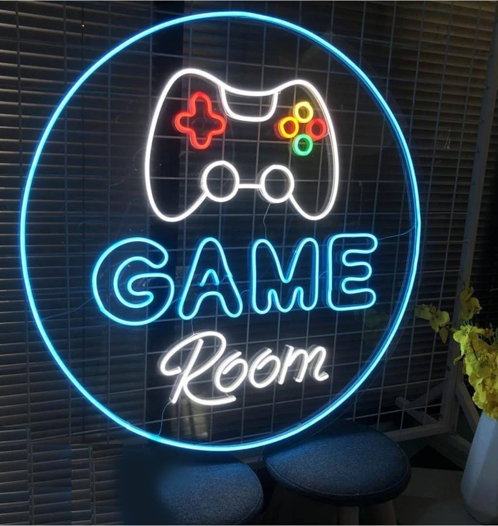 Gaming controller neon sign, Joystick neon light, Gamepad LED light, Game room decor, Kids wall neon ligths