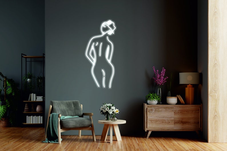 Woman silhouette, Female pose, Body neon, Lady's back - LED light neon sign, neon lamp wall neonartUA