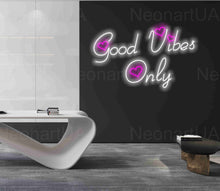 Load image into Gallery viewer, Good vibes only neon sign, Good vibes only neon light sign, Good vibes only led sign, Good vibes only sign, Neon sign bedroom, Led neon sign
