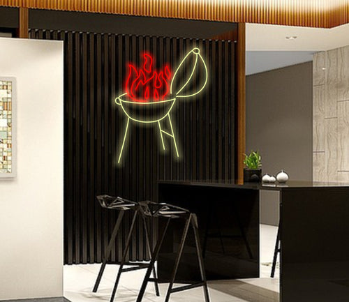 Grill neon sign, grill led light, BBQ neon light, meat led sign, Wall Decor for Bar Bedroom Garage