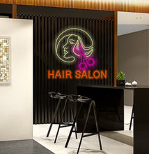 Load image into Gallery viewer, Hair Salon Neon sign, Salon Scissors Neon Sign, Barber shop led sign, hairdressing salon neon sign, hair salon shop sign
