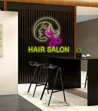 Load image into Gallery viewer, Hair Salon Neon sign, Salon Scissors Neon Sign, Barber shop led sign, hairdressing salon neon sign, hair salon shop sign
