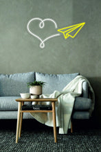 Load image into Gallery viewer, Paper Heart Airplane, Plane with a Heart Neon Led light Sign neonartUA
